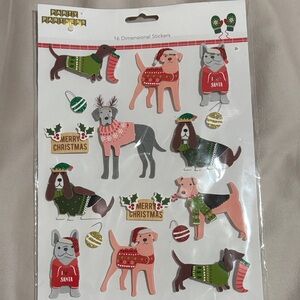 Party partners set of 16 dimensional Christmas dog stickers new